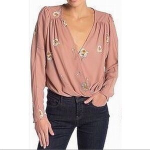 Astr Floral V-Neck Mauve Bodysuit